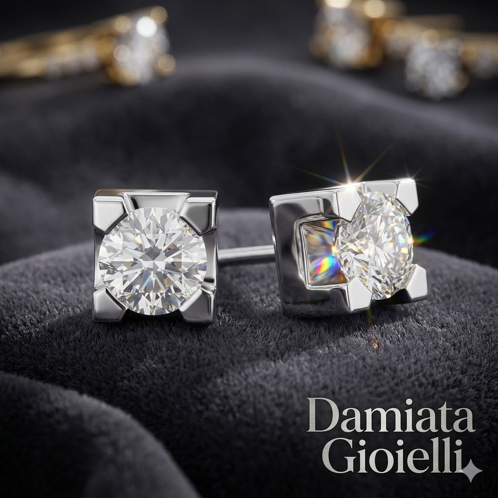 Orecchini punto luce donna Recarlo in oro bianco e diamanti Z174/035