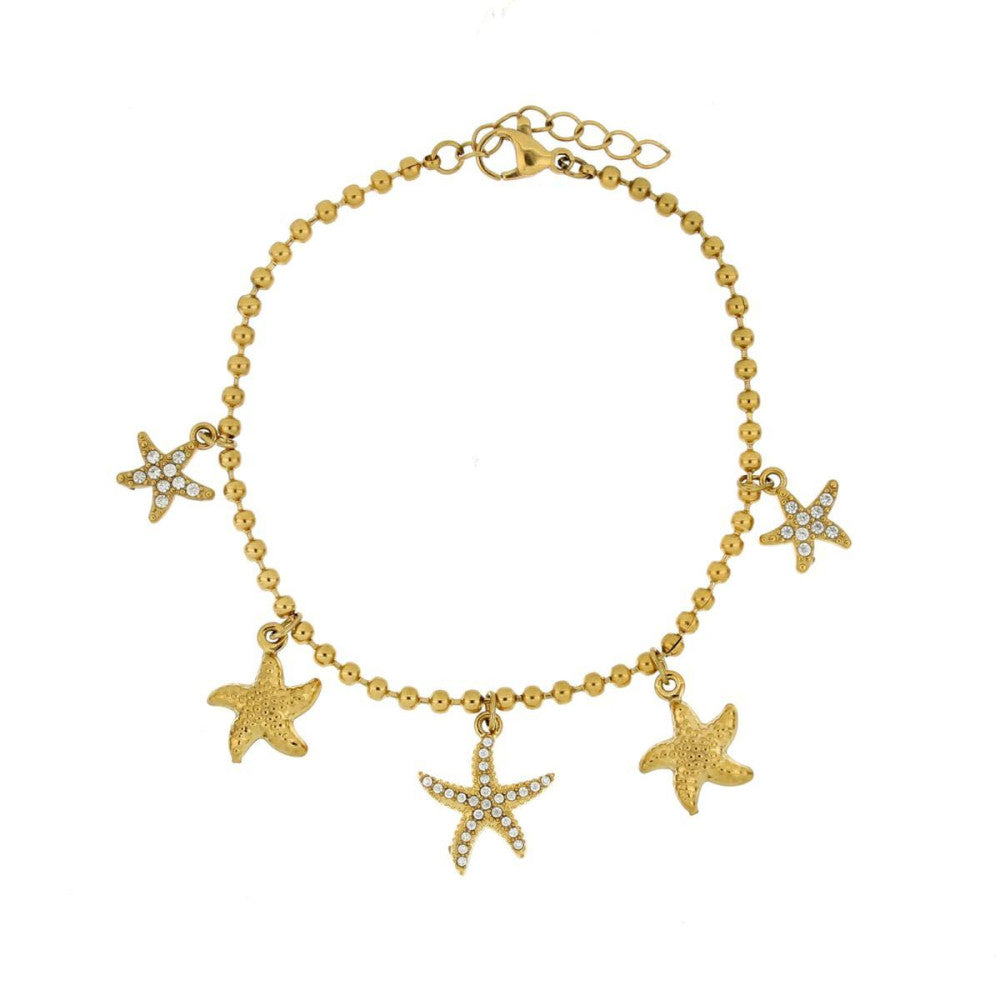 Bracciale donna Urania Preziosi Caraibi in acciaio dorato e zirconi ref. BRCARA1019GD