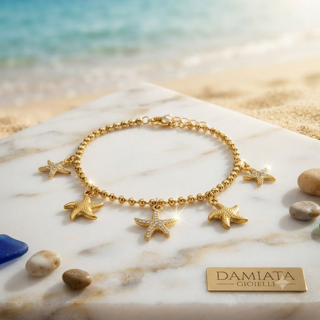 Bracciale donna Urania Preziosi Caraibi in acciaio dorato e zirconi ref. BRCARA1019GD