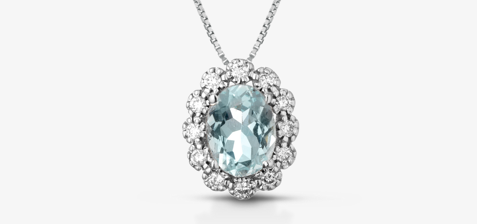 Collana donna Lucciole Gioielli in oro bianco, diamanti e acquamarina CIOFOXOV/4A