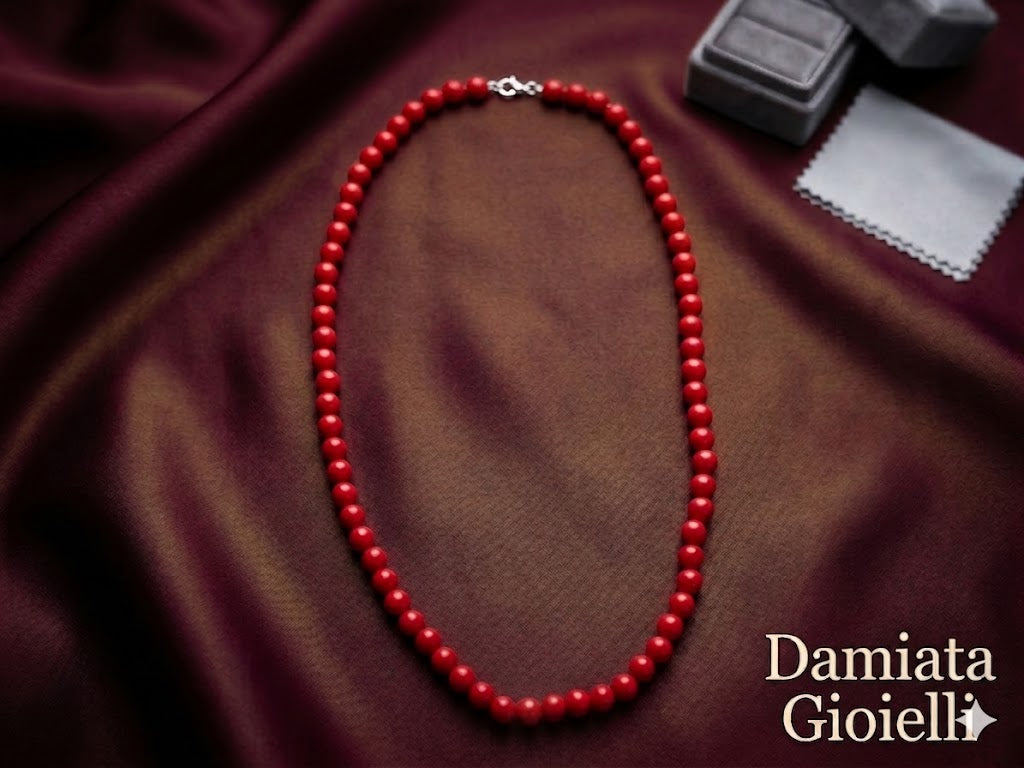 Collana donna Orelù filo di corallo rosso con chiusura in argento ref. CL0001CR