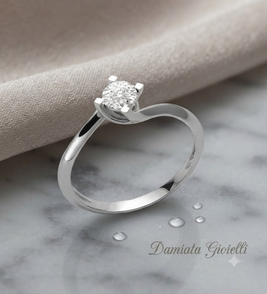 Anello solitario donna Miluna in oro bianco e diamante LID3260