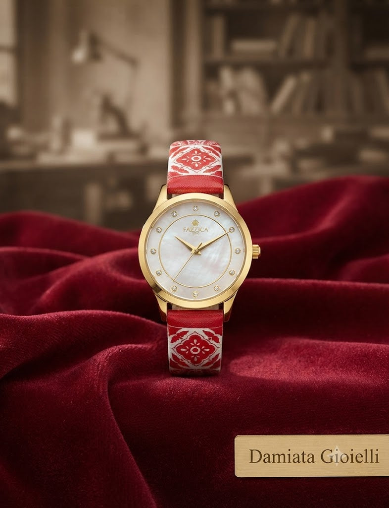 Orologio solo tempo donna Mizzica in acciaio dorato e pelle MA196
