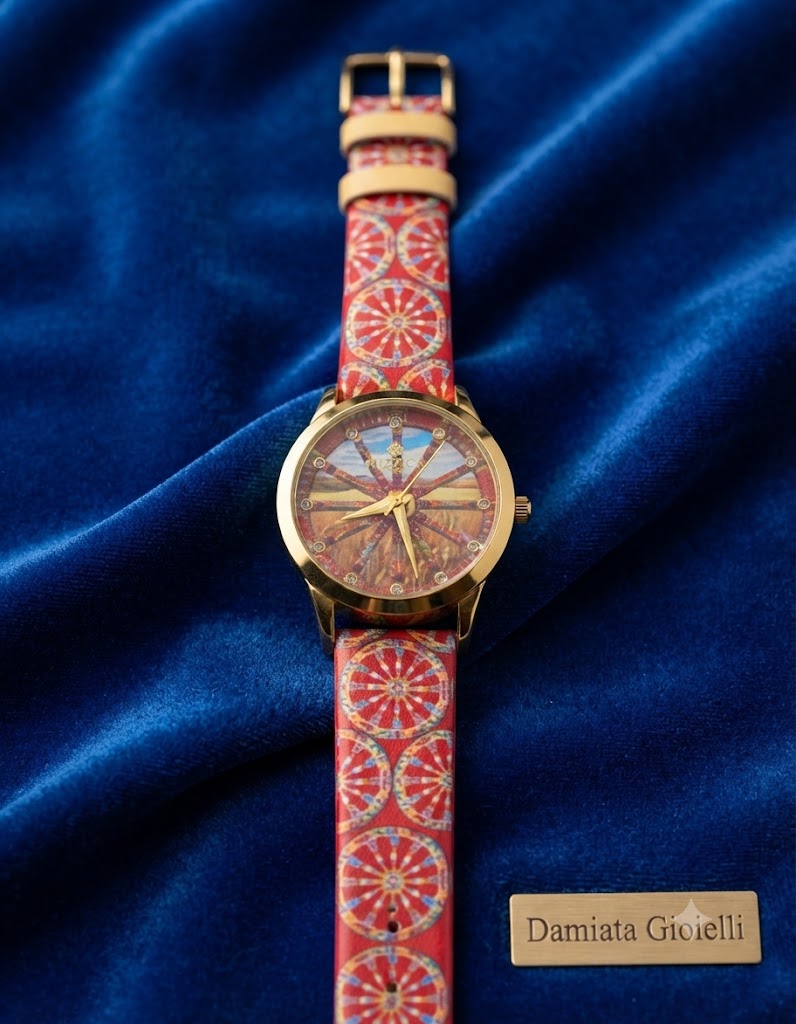 Orologio solo tempo donna Mizzica La Ruota in acciaio dorato e pelle MB101G