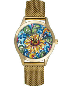Orologio solo tempo donna Mizzica Il Girasole in acciaio dorato MC107