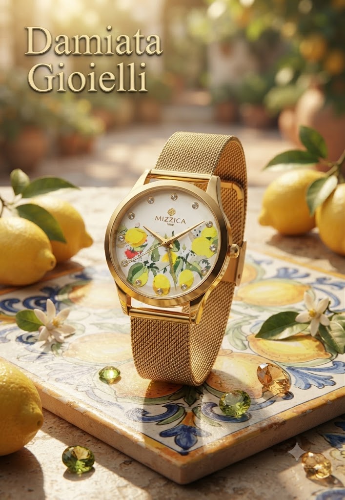 Orologio solo tempo donna Mizzica Limoni in acciaio dorato MC171
