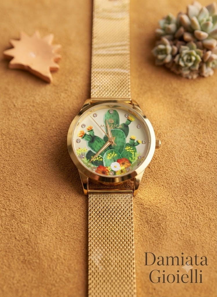 Orologio solo tempo donna Mizzica Il Fico d'India in acciaio dorato MC192