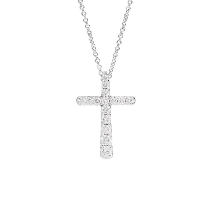 Collana croce donna Recarlo in oro bianco e diamanti P01CR747/019-45