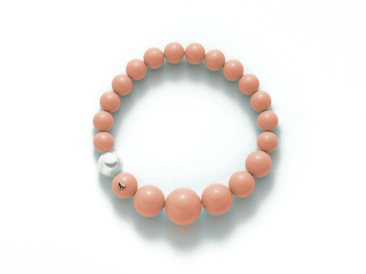 Bracciale elastico degradè donna Miluna con corallo rosa e perla PBR2392