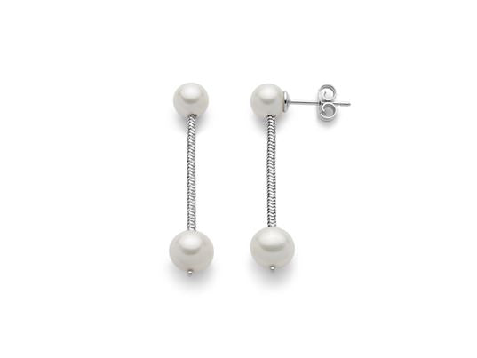 Orecchini pendenti donna Miluna in argento e perle PER2346