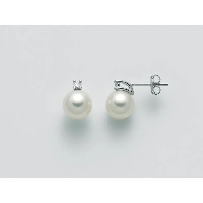 Orecchini donna Nimei in oro bianco con diamanti e perle AKOYA PKG885B-010