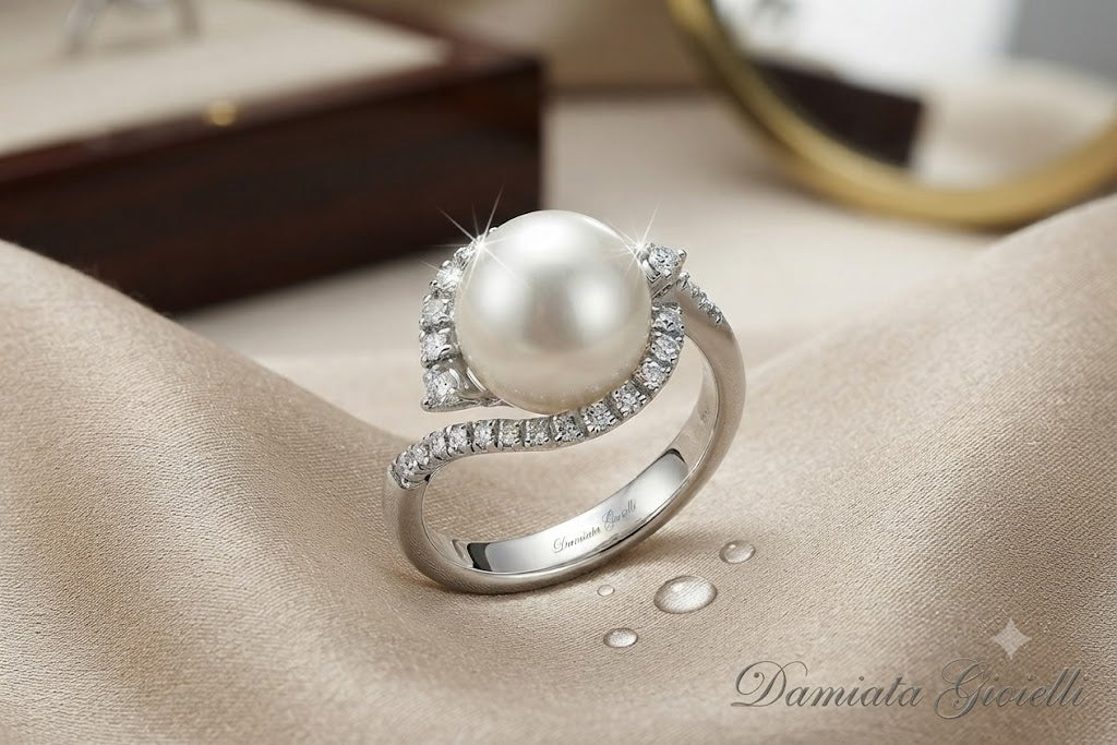 Anello donna Miluna in oro bianco bianco, diamanti e perla australiana PLI1635A