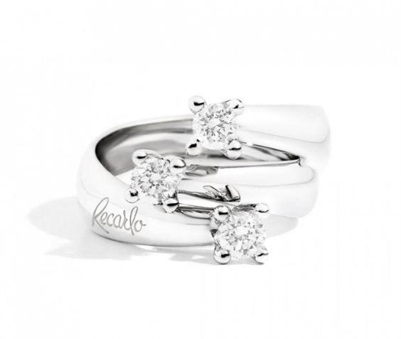 Anello trilogy donna Recarlo in oro bianco e diamanti R02TY677/040-14